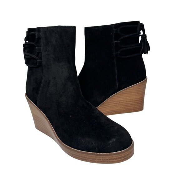 Jack Rogers Women's Banbury Wedge Bootie Suede Back Lace w Tassel size 8.5 NEW - Picture 2 of 5